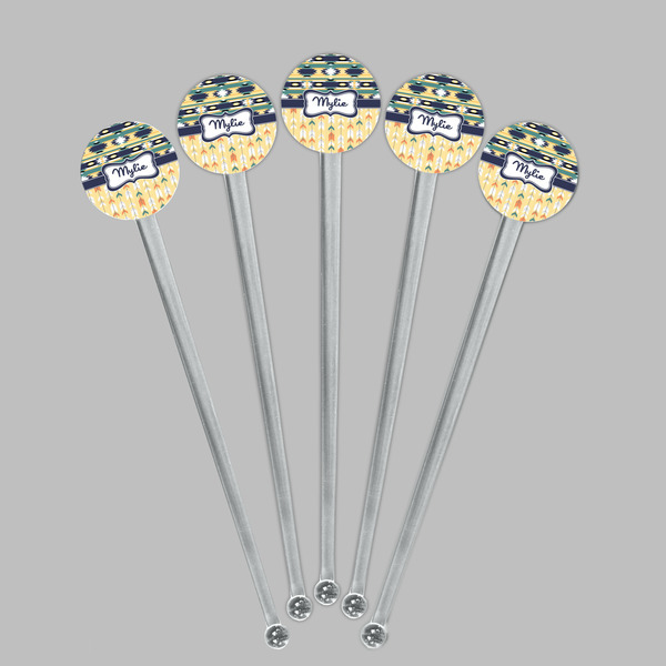 Tribal2 Clear Plastic 7" Stir Stick - Round - Fan View