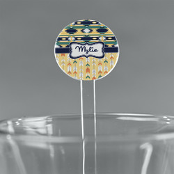 Tribal2 5.5" Round Plastic Stir Sticks - Clear (Personalized)