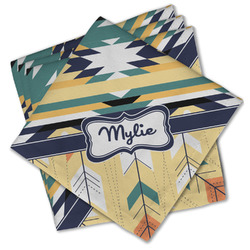 Tribal2 Cloth Cocktail Napkins - Set of 4 w/ Name or Text