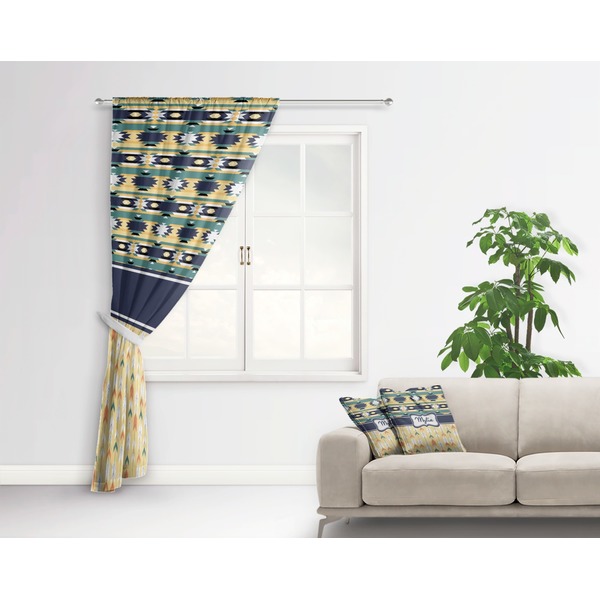 Tribal2 Curtain With Window and Rod - in Room Matching Pillow
