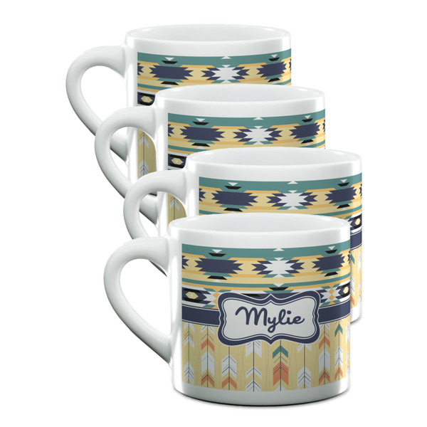 Custom Tribal2 Double Shot Espresso Cups - Set of 4 (Personalized)