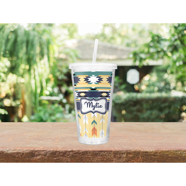 Tribal2 Double Wall Tumbler with Straw Lifestyle