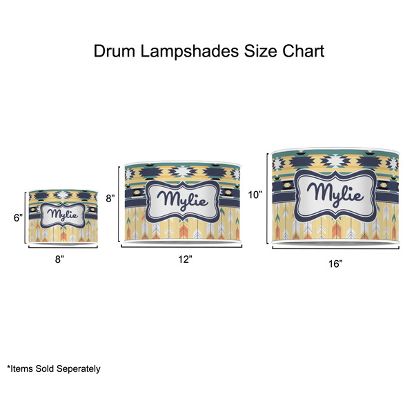 Tribal2 Drum Lampshades - Sizing Chart