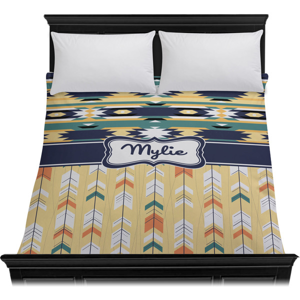 Tribal2 Duvet Cover - Queen - On Bed - No Prop