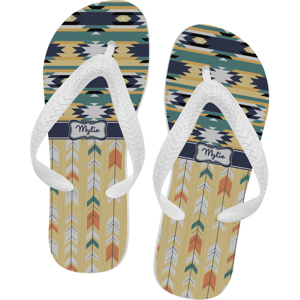 Custom Tribal2 Flip Flops - Large (Personalized)