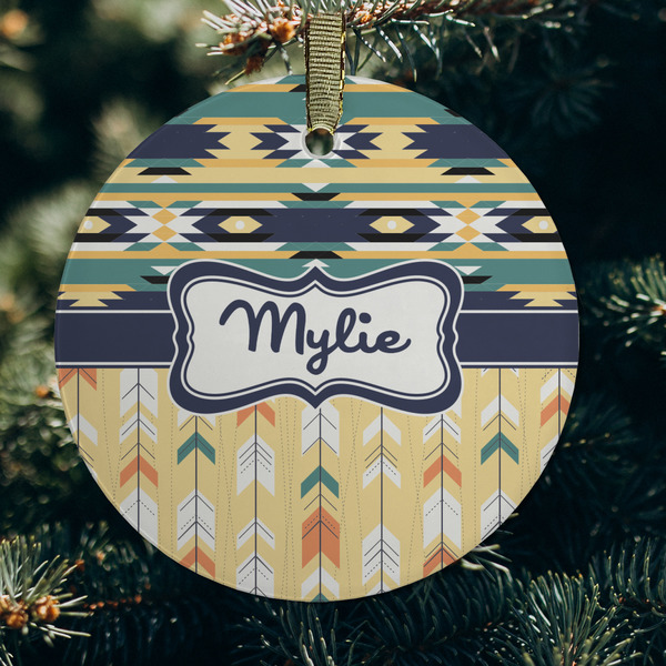 Tribal2 Frosted Glass Ornament - Round (Lifestyle)