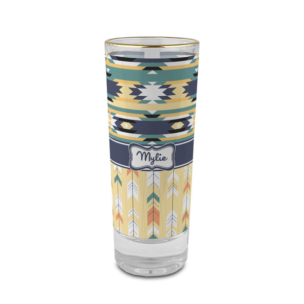 Custom Tribal2 2 oz Shot Glass - Glass with Gold Rim (Personalized)