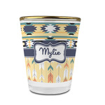 Tribal2 Glass Shot Glass - 1.5 oz - with Gold Rim - Single (Personalized)