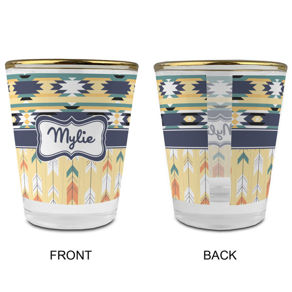 Tribal2 Glass Shot Glass - with gold rim - APPROVAL