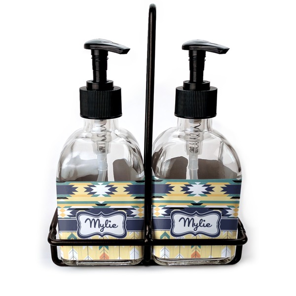 Custom Tribal2 Glass Soap & Lotion Bottle Set (Personalized)