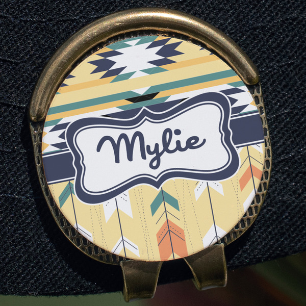 Tribal2 Golf Ball Marker Hat Clip - Gold - Close Up