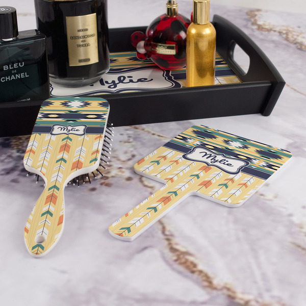 Tribal2 Hair Brush and Hand Mirror - Bathroom Scene