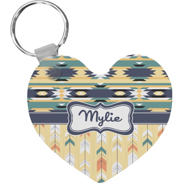 Custom Tribal2 Heart Plastic Keychain w/ Name or Text