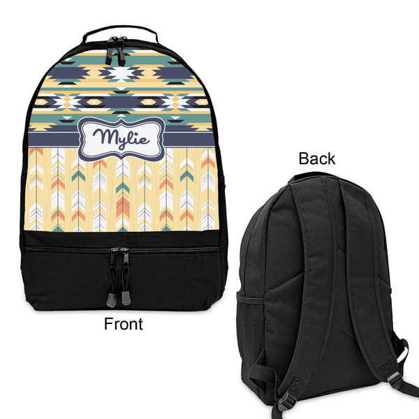 Tribal2 Large Backpack - Black - Front & Back View