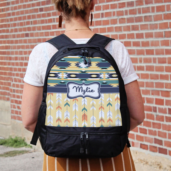 Tribal2 Large Backpack - Black - On Back