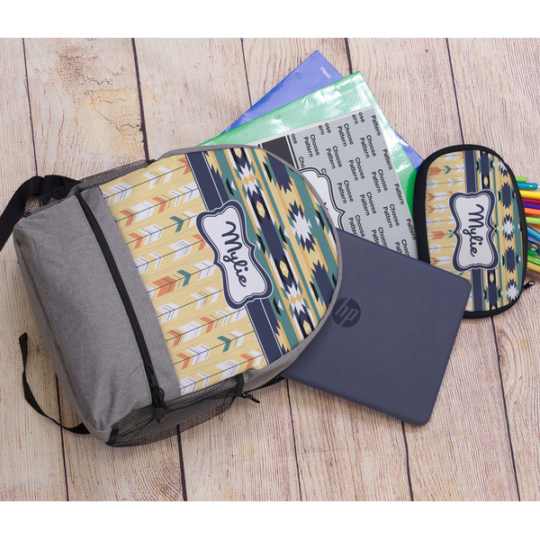 Tribal2 Large Backpack - Gray - With Stuff