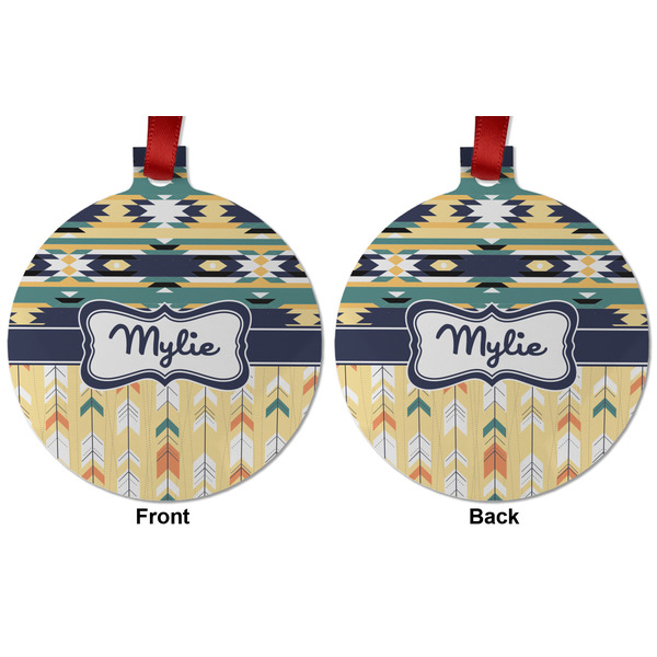 Tribal2 Metal Ball Ornament - Front and Back