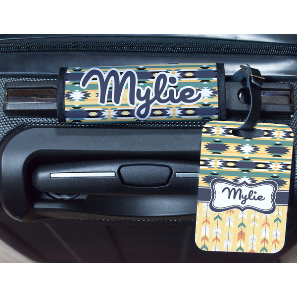 Tribal2 Metal Luggage Tag & Handle Wrap - In Context