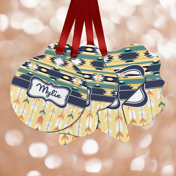 Custom Tribal2 Metal Ornaments - Double Sided w/ Name or Text