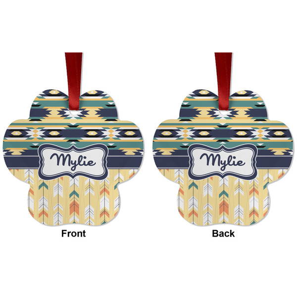 Tribal2 Metal Paw Ornament - Front and Back