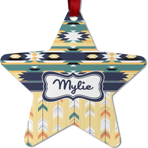 Custom Tribal2 Metal Star Ornament - Double Sided w/ Name or Text