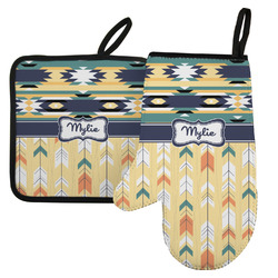 Tribal2 Left Oven Mitt & Pot Holder Set w/ Name or Text
