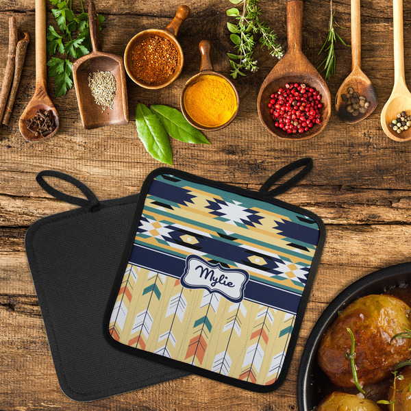 Tribal2 Neoprene Pot Holder - Set of 2  LIFESTYLE (Flatlay)