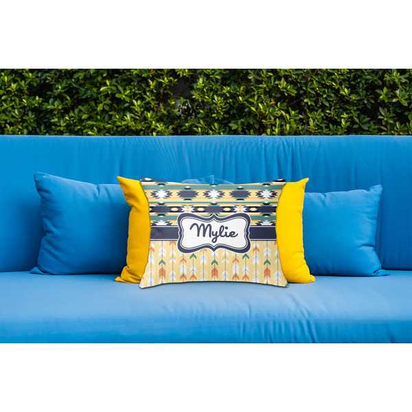 Tribal2 Outdoor Throw Pillow  - LIFESTYLE (Rectangular - 20x14)
