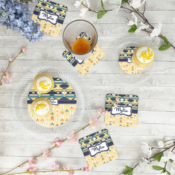 Tribal2 Paper Coasters - In Context