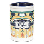 Tribal2 Ceramic Pencil Holders - Blue