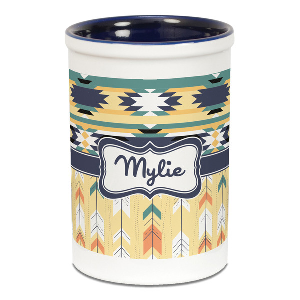 Tribal2 Pencil Holder - Blue