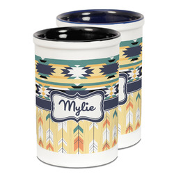 Tribal2 Ceramic Pencil Holder - Large