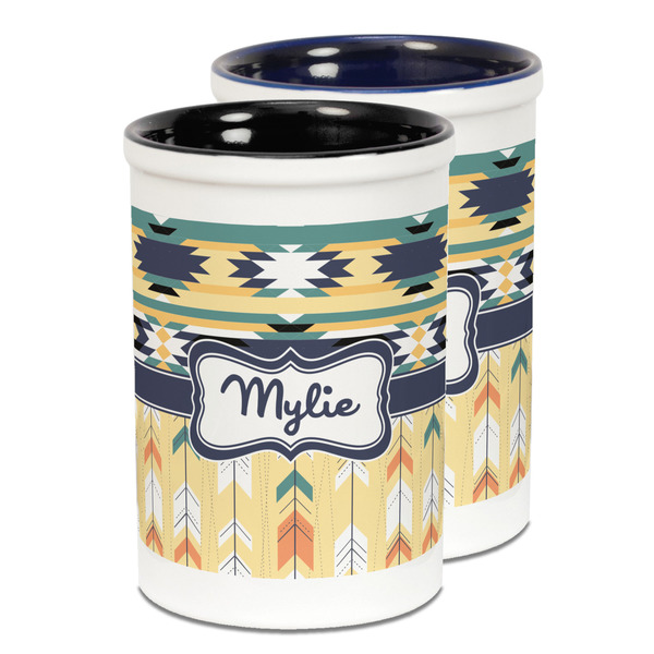 Custom Tribal2 Ceramic Pencil Holder - Large