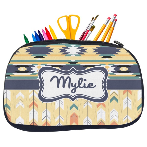 Custom Tribal2 Neoprene Pencil Case - Medium w/ Name or Text