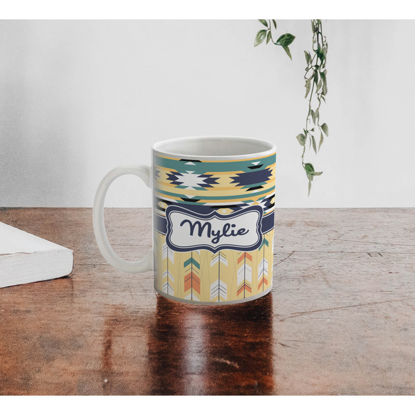 Tribal2 Personalized Coffee Mug - Lifestyle