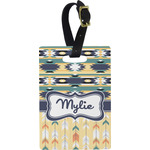 Tribal2 Plastic Luggage Tag - Rectangular w/ Name or Text