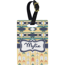 Tribal2 Plastic Luggage Tag - Rectangular w/ Name or Text