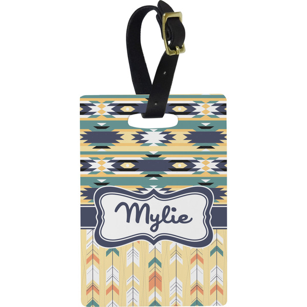 Custom Tribal2 Plastic Luggage Tag - Rectangular w/ Name or Text