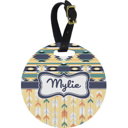 Tribal2 Plastic Luggage Tag - Round (Personalized)