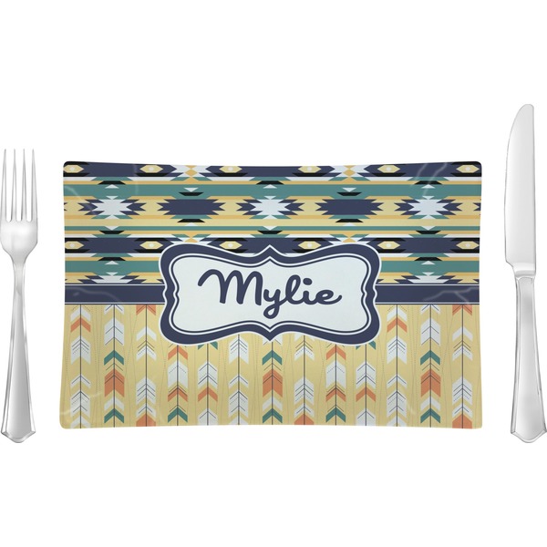 Custom Tribal2 Rectangular Glass Lunch / Dinner Plate - Single or Set (Personalized)