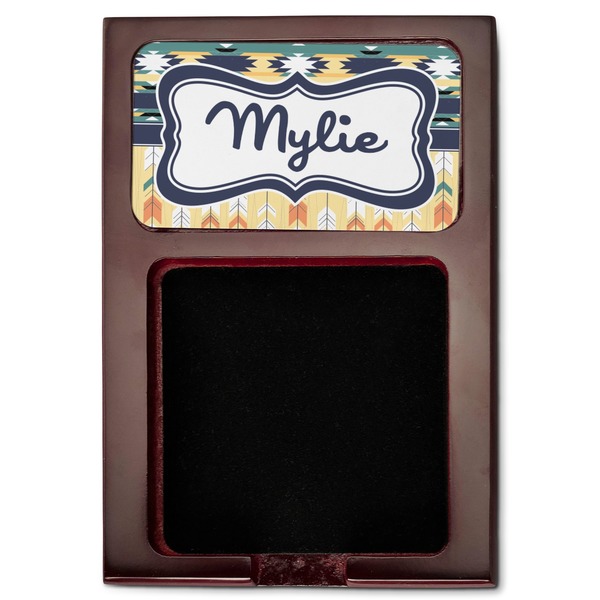 Tribal2 Red Mahogany Sticky Note Holder - Flat