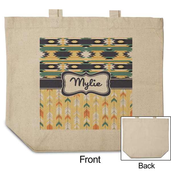 Tribal2 Reusable Cotton Grocery Bag - Front & Back View