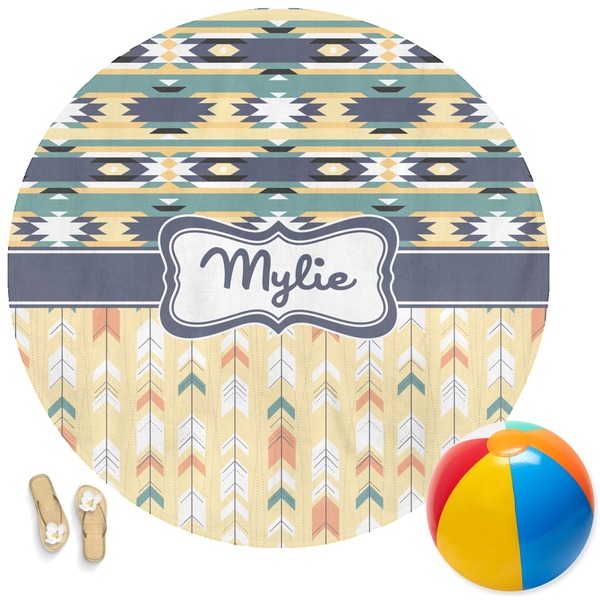 Custom Tribal2 Round Beach Towel (Personalized)