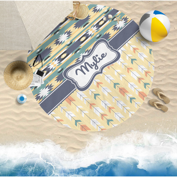 Tribal2 Round Beach Towel Lifestyle