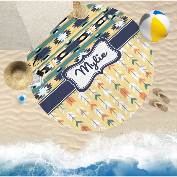 Tribal2 Round Beach Towel Lifestyle