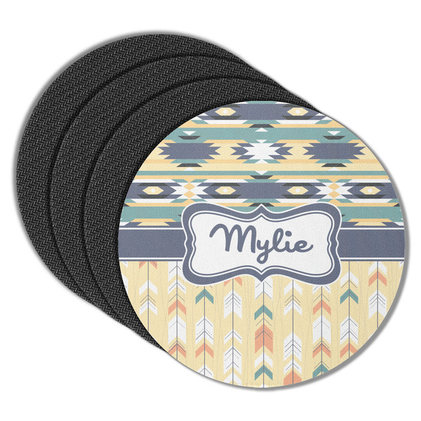 Custom Tribal2 Round Rubber Backed Coasters - Set of 4 (Personalized)