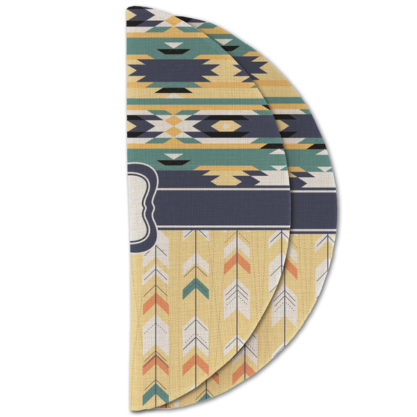 Tribal2 Round Linen Placemats - HALF FOLDED (double sided)