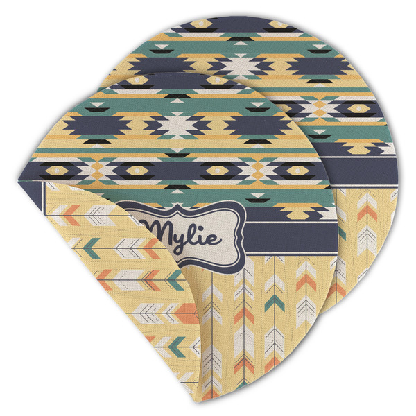 Custom Tribal2 Round Linen Placemat - Double Sided - Set of 4 (Personalized)