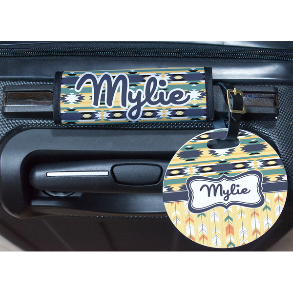 Tribal2 Round Luggage Tag & Handle Wrap - In Context