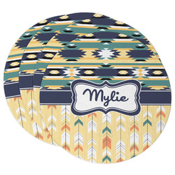 Tribal2 Round Paper Coasters w/ Name or Text